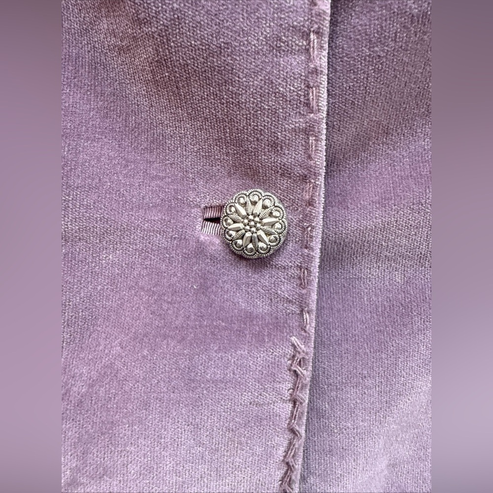 Elie Tahari Velvet Blazer Jacket Sz L Top Stitching Silk Lining Lilac Luxury - Picture 5 of 15